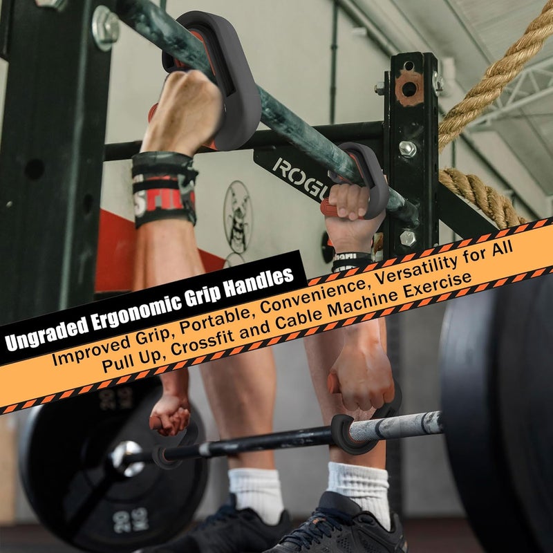Folaps Pull Up Handles Neutral Grip: Portable Barbell Grip with 2 Detachable Straps for Cable Machine LAT Pull Down T-bar Row Deadlift Shrug - Image 2